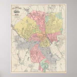 Vintagekarta av Providence Rhode - ö (1899) Poster