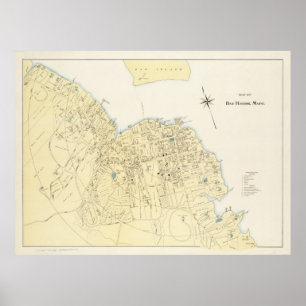Vintagekarta av pubhamnen Maine (1897) Poster