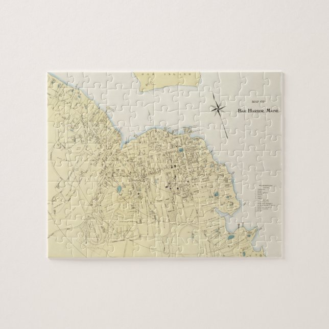 Vintagekarta av pubhamnen Maine (1897) Pussel (Horisontell)