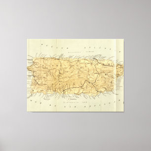Vintagekarta av Puerto Rico (1898) Canvastryck