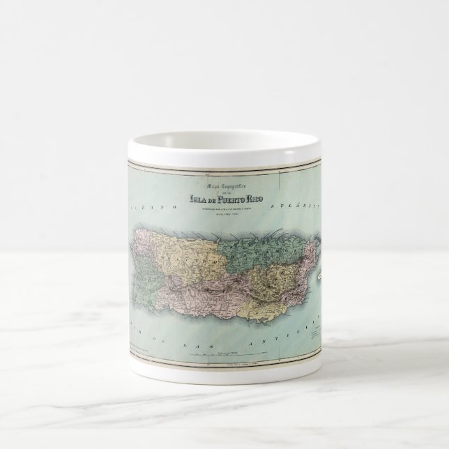 Vintagekarta av Puerto Rico Kaffemugg (Center)