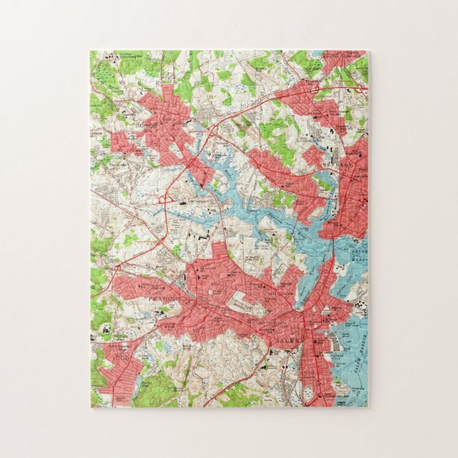 Vintagekarta av Salem Massachusetts (1956) Pussel (Vertikal)