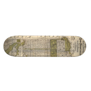Vintagekarta av San Francisco (1932) Skateboard Bräda 21,5 Cm