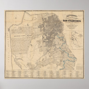 Vintagekarta av San Francisco CA (1881) Poster