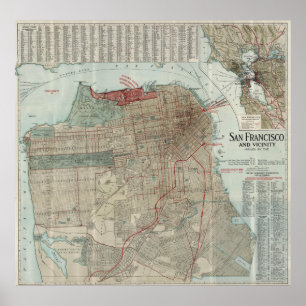 Vintagekarta av San Francisco CA (1914) Poster