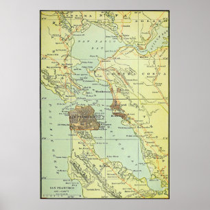 Vintagekarta av San Francisco Kalifornien (1905) Poster