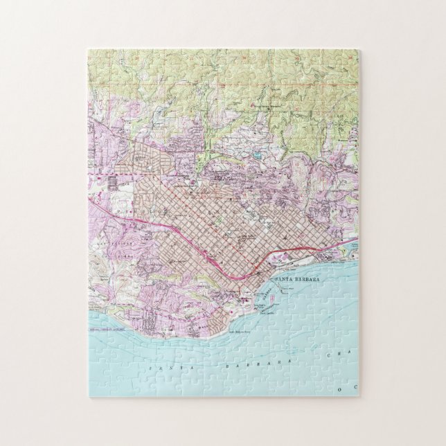 Vintagekarta av Santa Barbara Kalifornien (1952) Pussel (Vertikal)