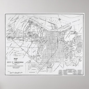 Vintagekarta av savannahen Georgia (1910) Poster