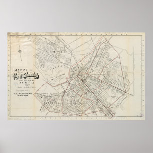 Vintagekarta av Schenectady NY (1917) Poster