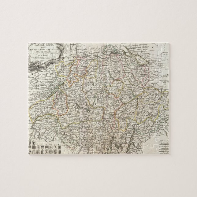 Vintagekarta av Schweitz (1771) Pussel (Horisontell)