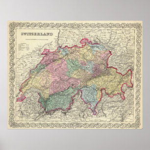 Vintagekarta av Schweitz (1856) Poster