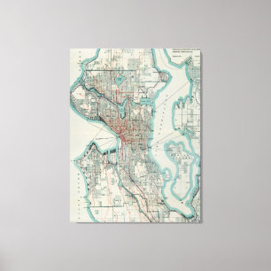 Vintagekarta av Seattle Washington (1911) Canvastryck