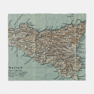 Vintagekarta av Sicily Italien (1911) Fleecefilt