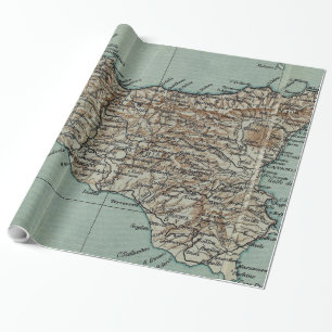 Vintagekarta av Sicily Italien (1911) Presentpapper