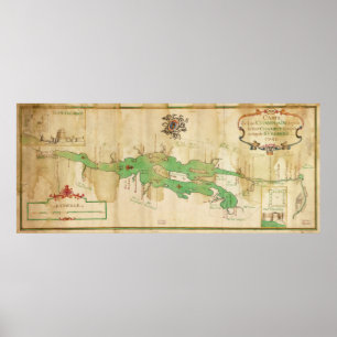 Vintagekarta av sjön Champlain (1740) Poster