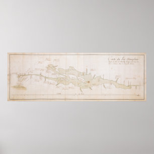 Vintagekarta av sjön Champlain (1759) Poster