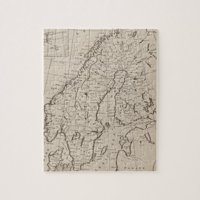 Vintagekarta av skandinavien (1800) pussel (Vertikal)