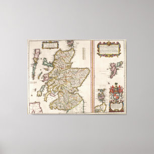 Vintagekarta av Skottland (1654) Canvastryck