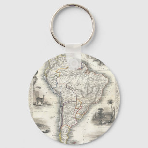 Vintagekarta av South America (1850) Nyckelring