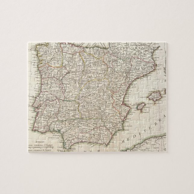 Vintagekarta av Spanien (1775) Pussel (Horisontell)