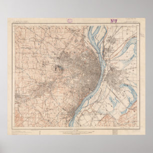 Vintagekarta av St Louis Missouri (1904) Poster
