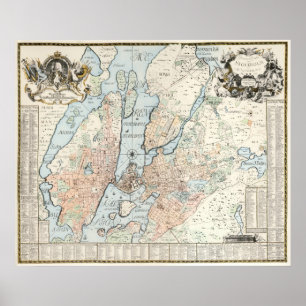 Vintagekarta av Stockholm (1733) Poster