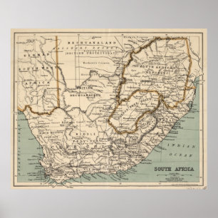 Vintagekarta av Sydafrika (1889) Poster
