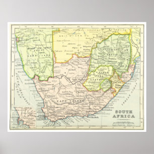 Vintagekarta av Sydafrika (1899) Poster