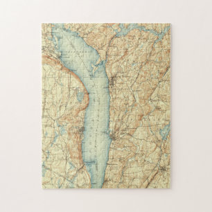 Vintagekarta av Tarrytown NY & Hudsonet River Pussel