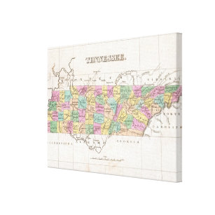 Vintagekarta av Tennessee (1827) Canvastryck