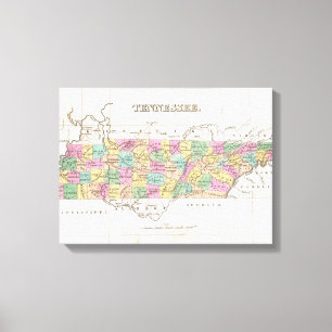Vintagekarta av Tennessee (1827) Canvastryck