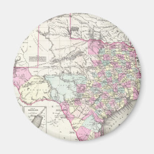Vintagekarta av Texas (1855) Magnet