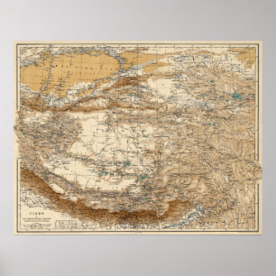 Vintagekarta av Tibet (1906) Poster