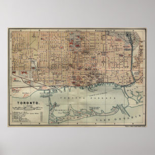 Vintagekarta av Toronto (1894) Poster