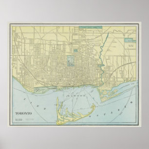 Vintagekarta av Toronto (1901) Poster