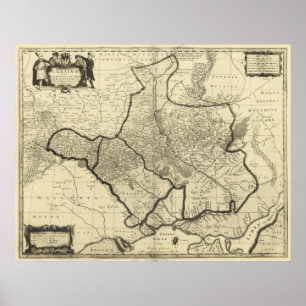 Vintagekarta av Ukraina (1696) Poster