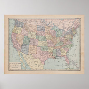 Vintagekarta av United States Poster