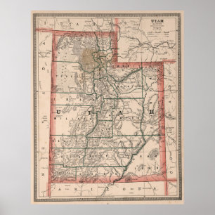 Vintagekarta av Utah (1883) Poster