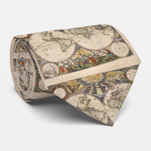 Vintagekarta av världen (1672) slips
