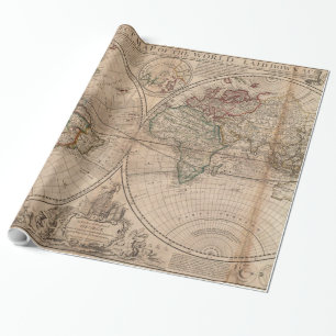 Vintagekarta av världen (1709) presentpapper
