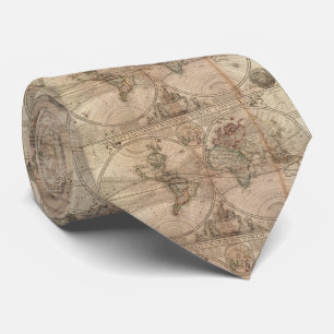 Vintagekarta av världen (1709) slips