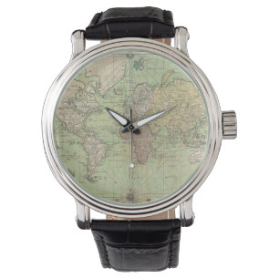 Vintagekarta av världen (1778) armbandsur