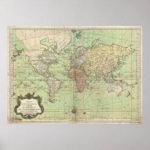 Vintagekarta av världen (1778) poster