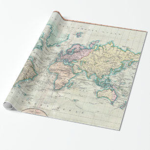 Vintagekarta av världen (1801) presentpapper