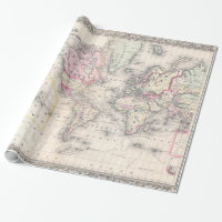 Vintagekarta av världen (1864)