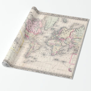 Vintagekarta av världen (1864) presentpapper