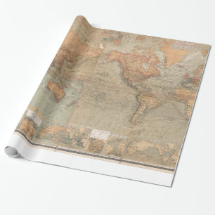 Vintagekarta av världen (1870) presentpapper