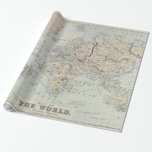 Vintagekarta av världen (1875) presentpapper