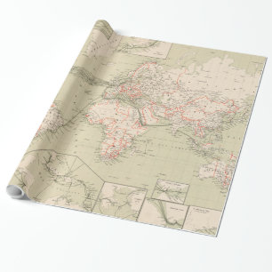 Vintagekarta av världen (1898) presentpapper