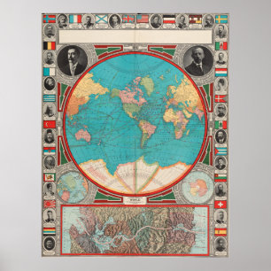 Vintagekarta av världen (1913) poster